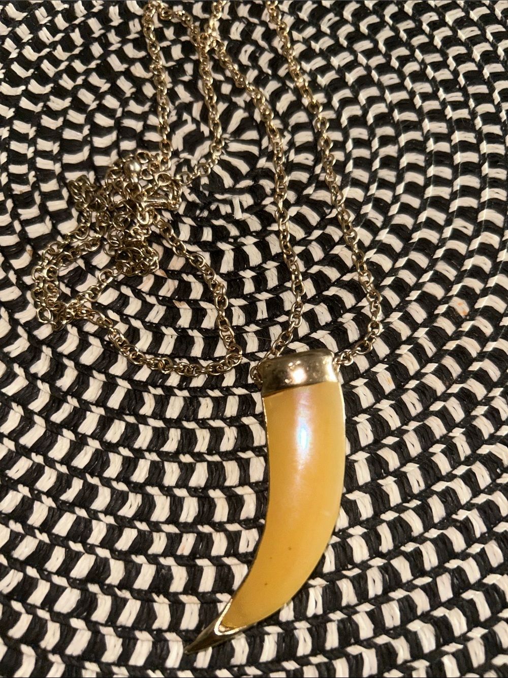 Gold-Tone Yellow Horn Pendant Necklace - Jewelry
